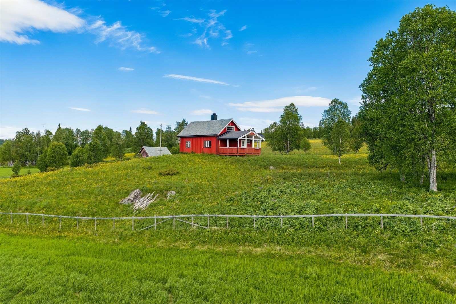 På "Rundehaugen", som eiendommen heter, får du ei enkel hytte med en særdeles flott og idyllisk beliggenhet ovenfor Bjørkestølen i Tisleidalen. Galleribilde