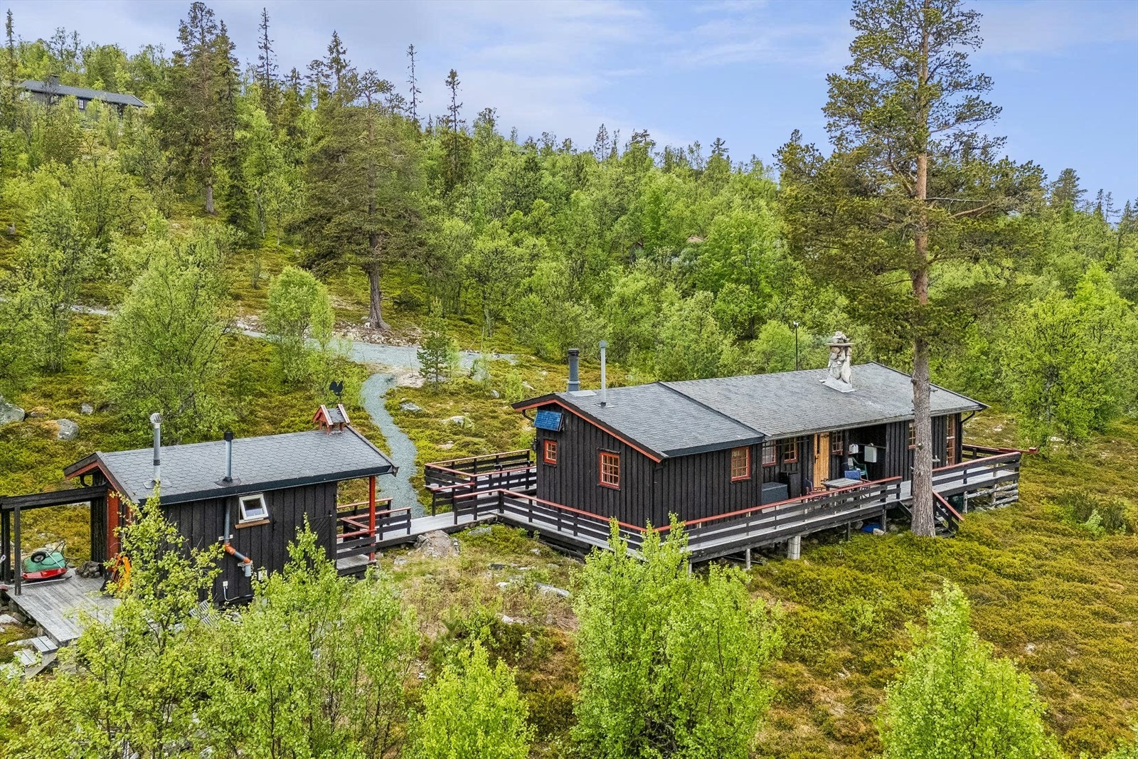 Tomten er en naturtomt som glir sømløst over i det omkringliggende terrenget. Galleribilde