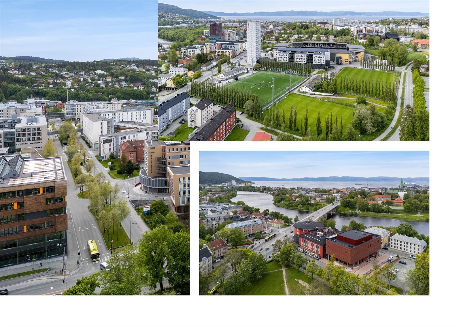 Gang- og sykkelavstand til store studiesteder og arbeidsplasser som NTNU sine campuser på Gløshaugen og Lerkendal, Sintef og St. Olavs Hospital. Galleribilde