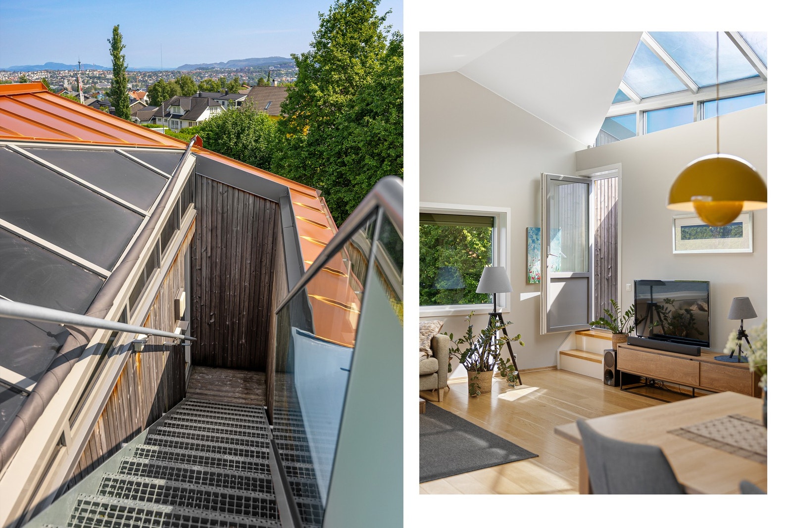 Fra stuen er det trapp direkte opp til en privat takterrasse. Galleribilde