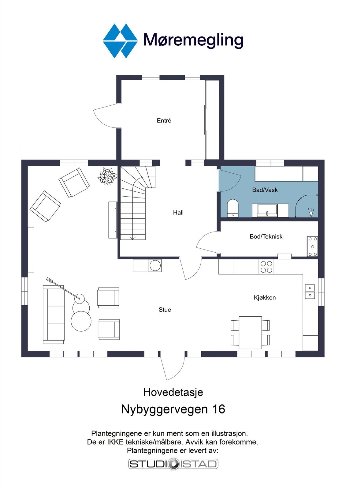 Plantegning 1. etasje Galleribilde