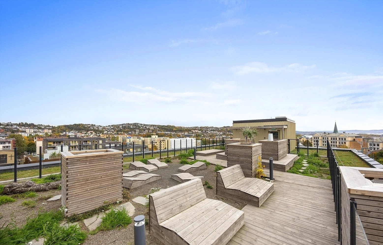 Felles takterrasse som er tilgjengelig for beboerne Galleribilde