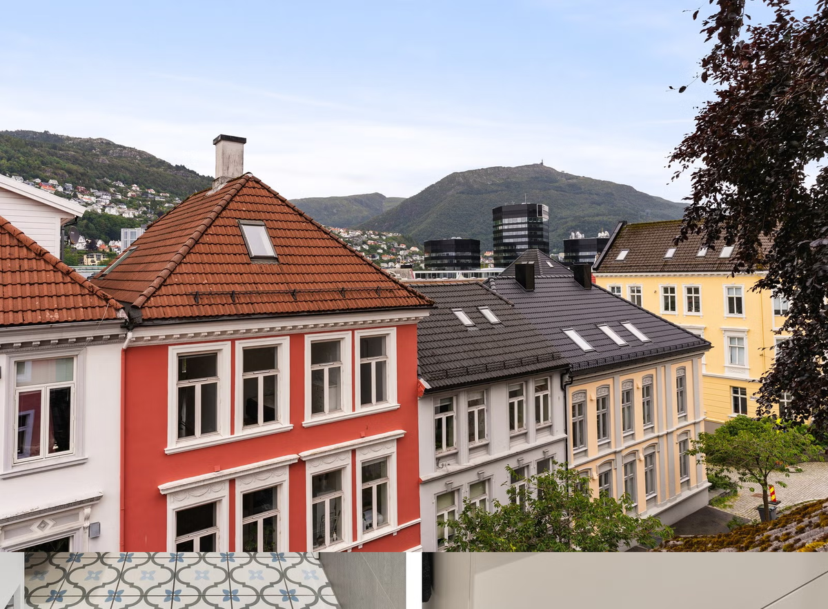 Utsikt nedover Bergensdalen fra loftstue Galleribilde
