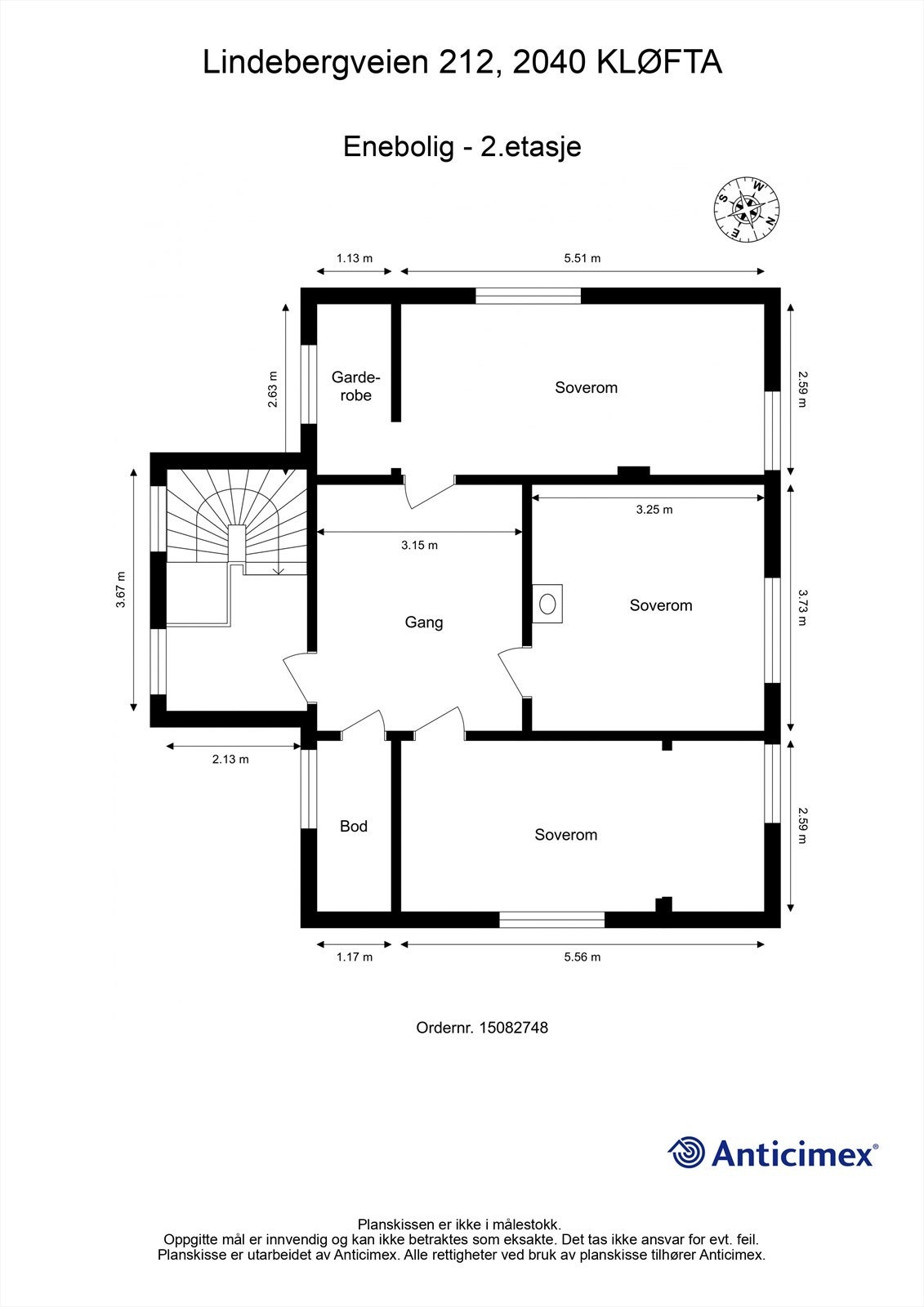 Målsatt plantegning 2.etasje Galleribilde