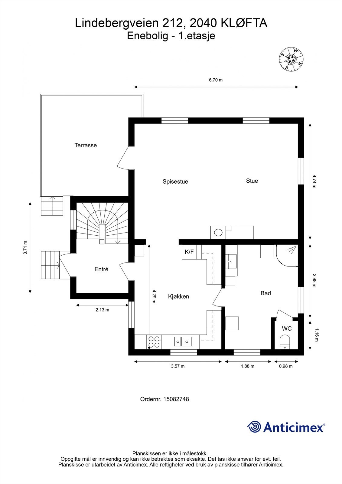 Målsatt plantegning 1.etasje Galleribilde