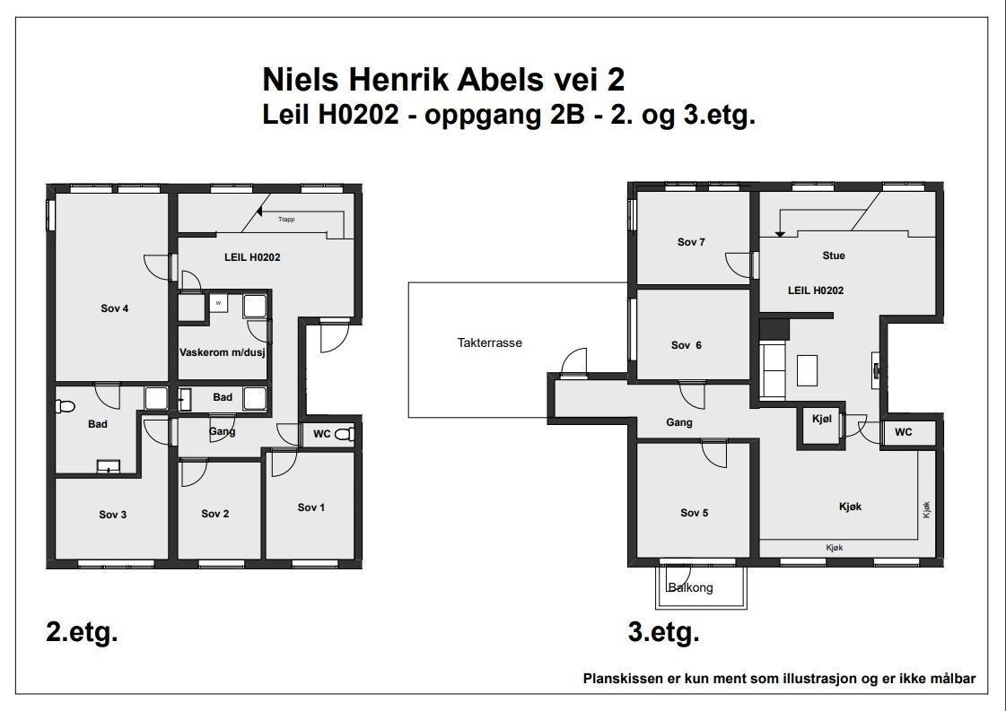 Plantegning over leiligheten Galleribilde