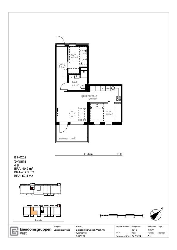 Planskisse av leiligheten Galleribilde