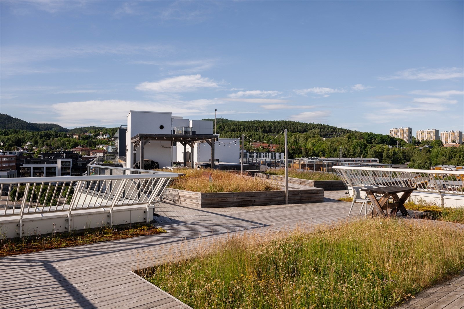 Borettslaget har en stor, felles takterrasse med utsikt over nærområdet. Galleribilde