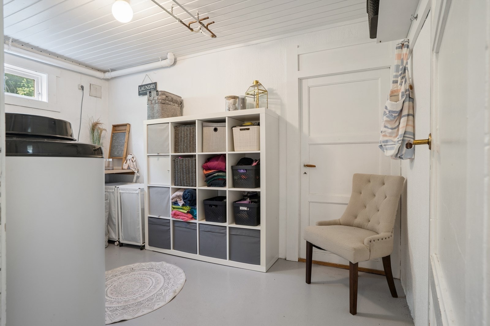 En varmtvannsbereder på 200 liter fra 2020 er plassert på vaskerommet. Galleribilde