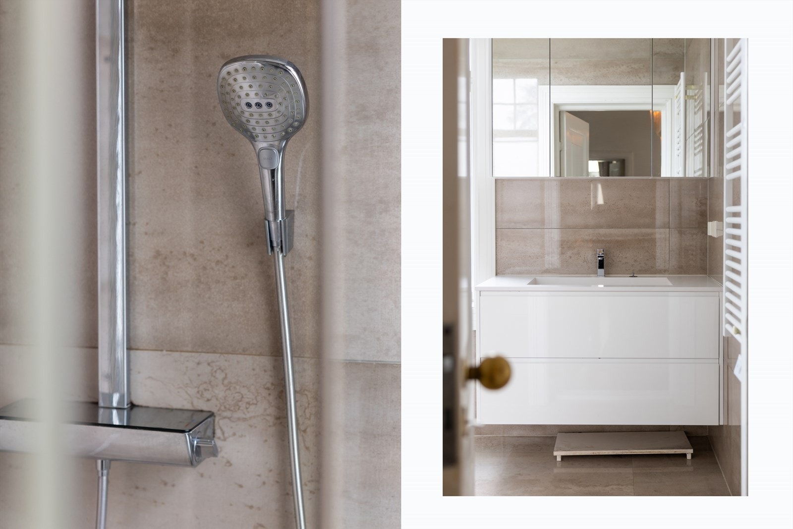 Badet har innredning med to servanter og mekanisk avtrekk. Galleribilde