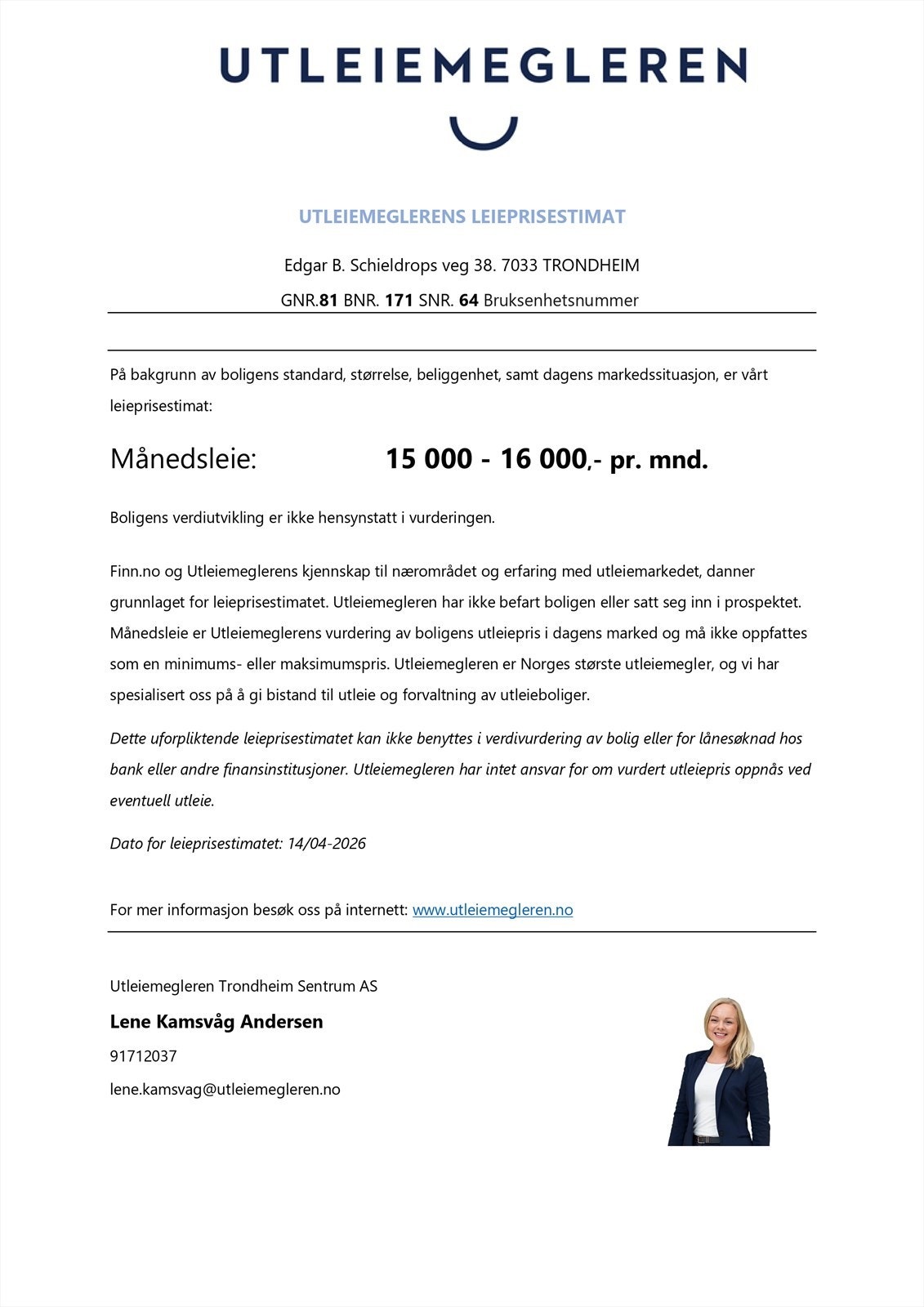 Leieprisvurdering av utleiemegleren Galleribilde
