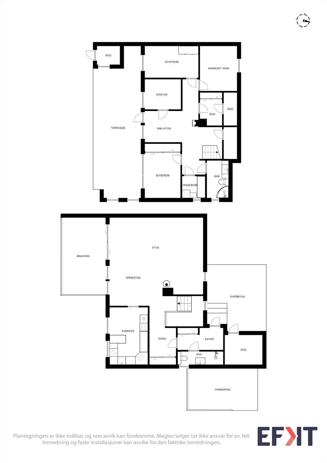 Boligen går over to plan og har en samlet intern bruksareal på 161 m². Galleribilde