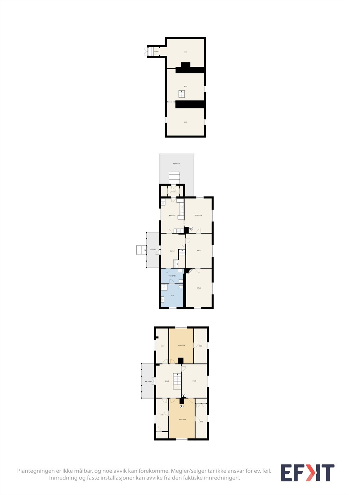Våningshus 2 er også fordelt på tre plan, med fire soverom og en praktisk planløsning. Galleribilde