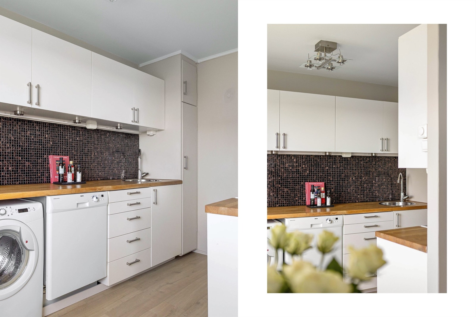 Videre er det avsatt plass til frittstående kjøle/-fryseskap og komfyr. Galleribilde