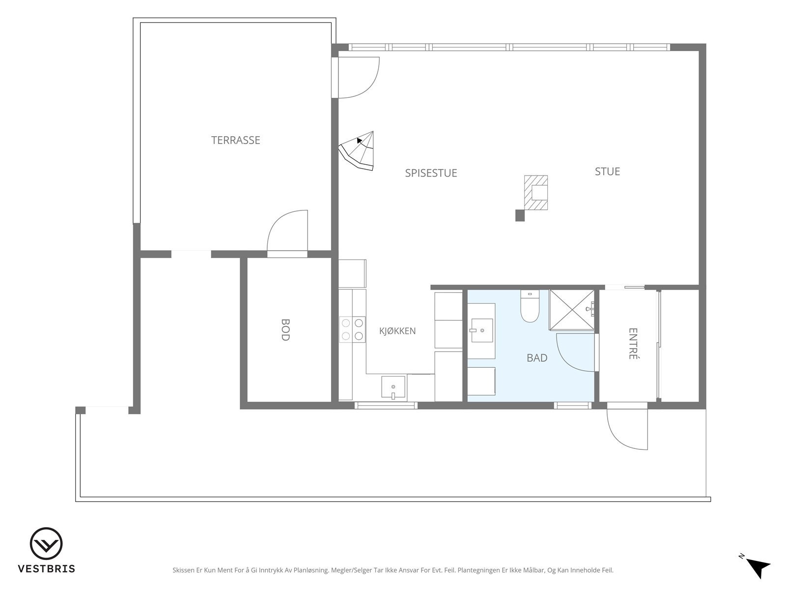Plantegning leilighetens 1.etg. Galleribilde