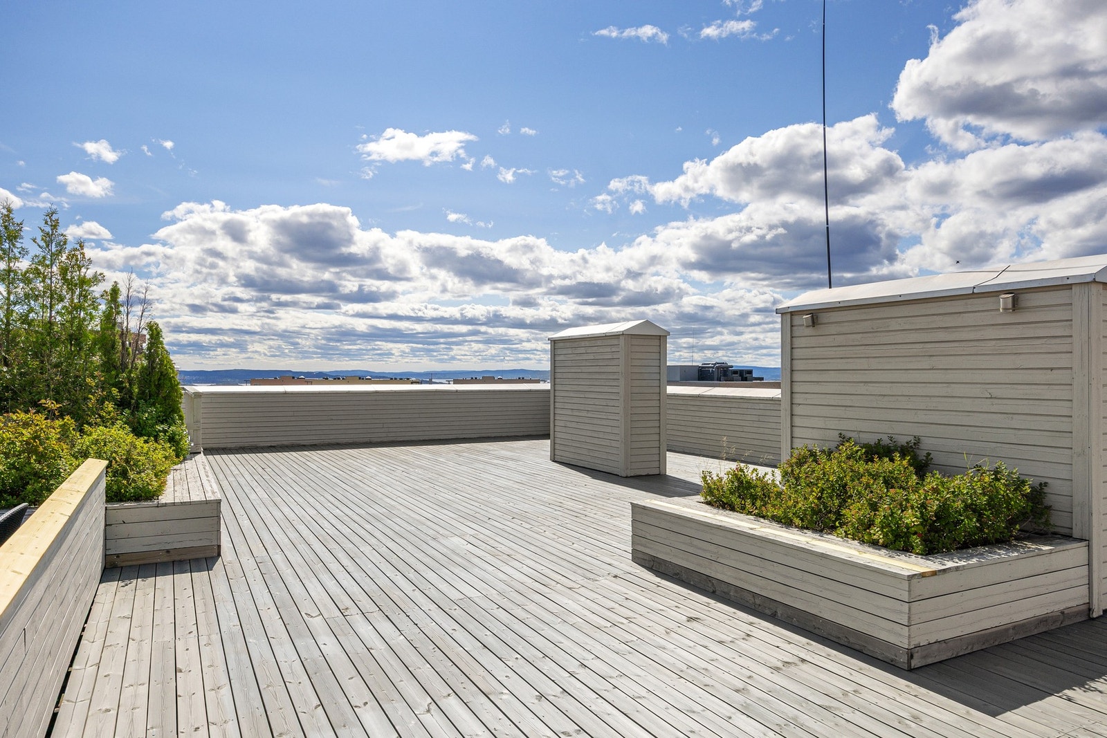 Sameiet har to store, felles takterrasser. Denne ligger i etasjen rett over leiligheten Galleribilde
