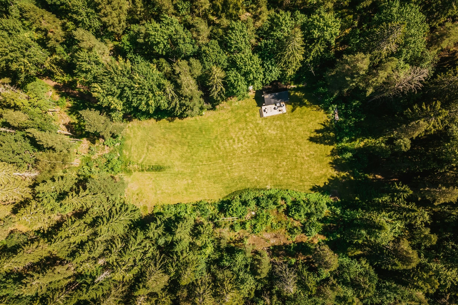 Usjenert til ved skogen ligger en koselig gapahuk. Galleribilde