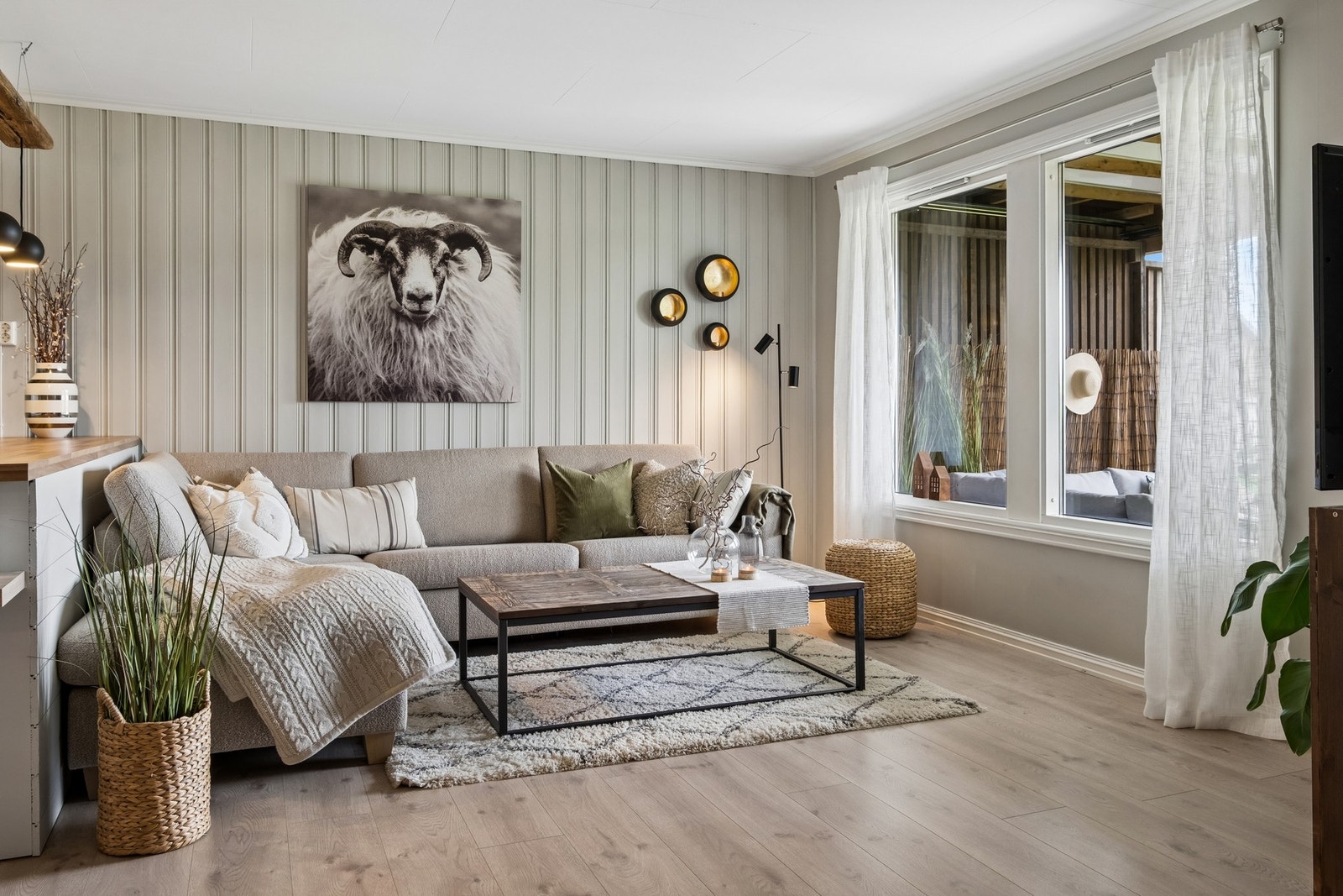 Leiligheten har delikate fargevalg. Galleribilde
