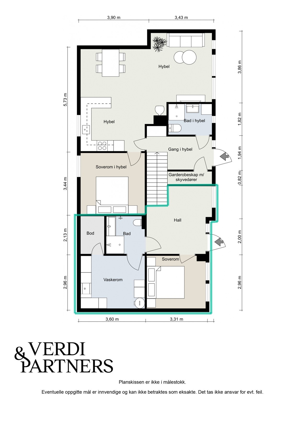 Plantegning underetasje hoveddel (markert del) Galleribilde