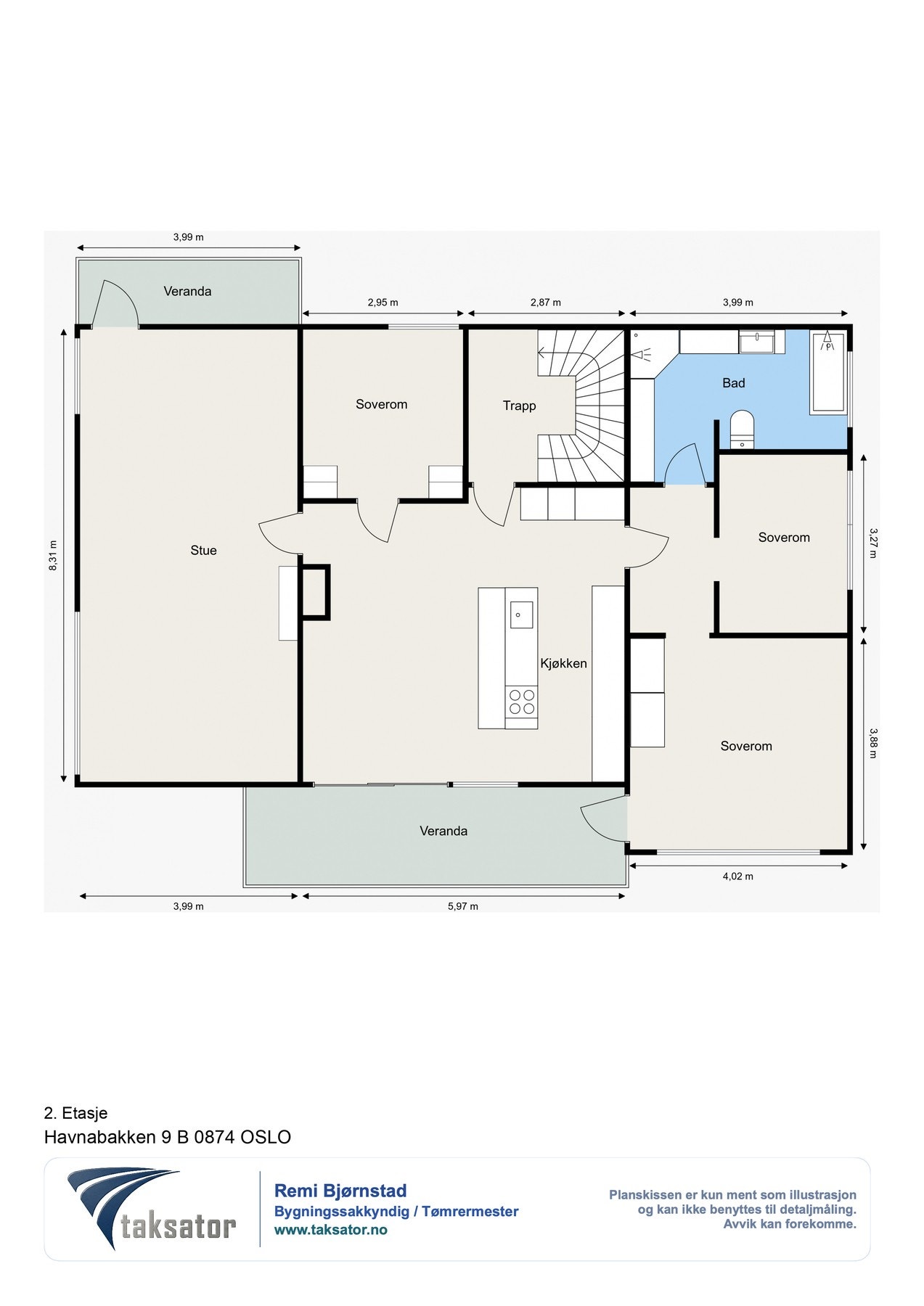 Plantegning 2. etasje Havnabakken 9B Galleribilde