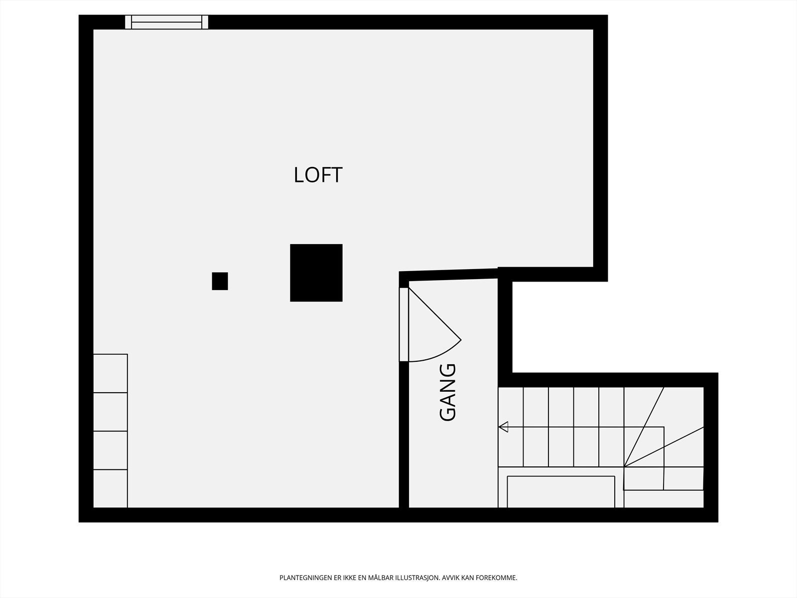 Loftsetasjen er innredet og gir et ekstra, fleksibelt areal på 16 m². Galleribilde