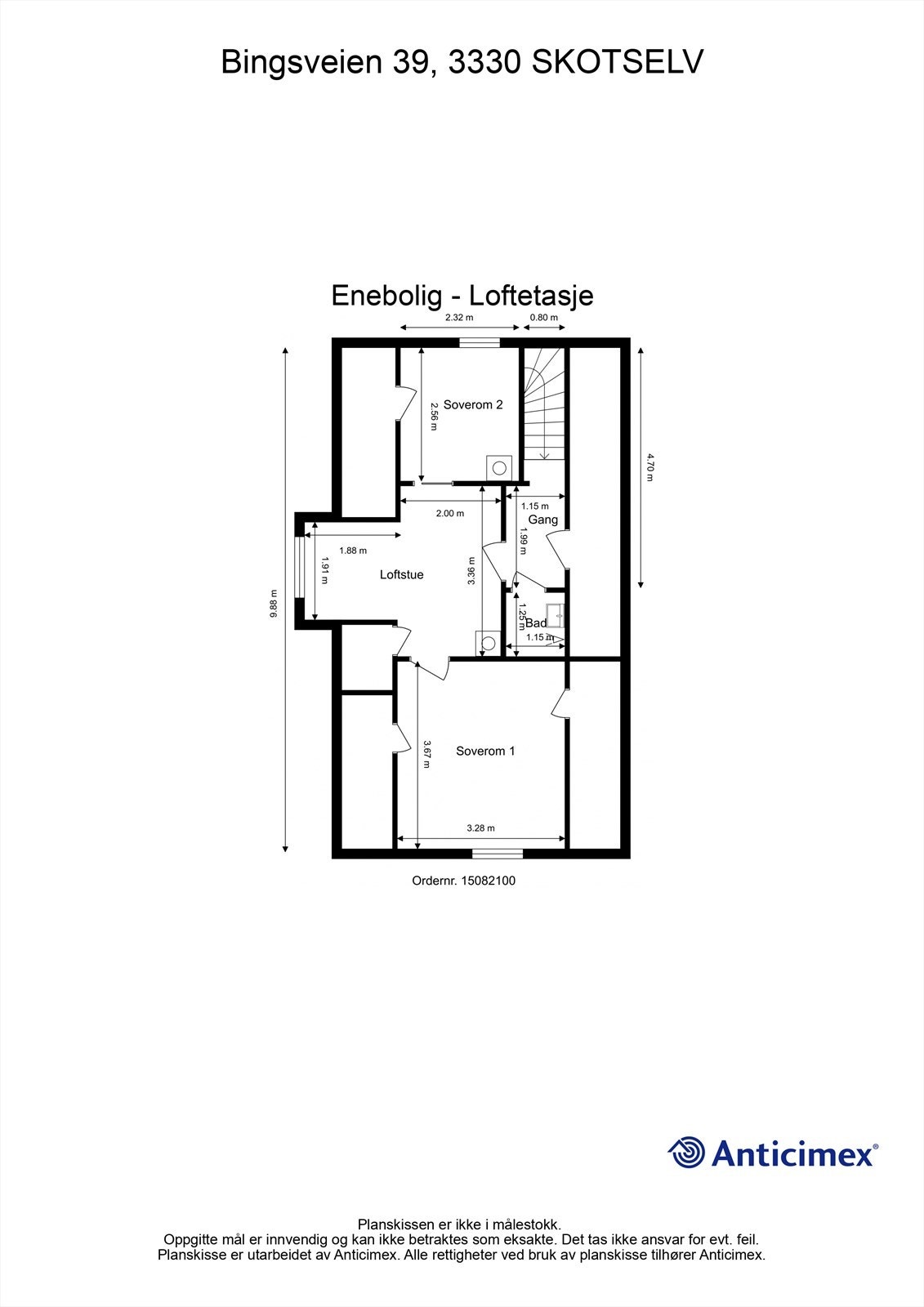 Plantegning loftetasje/2. etasje Galleribilde