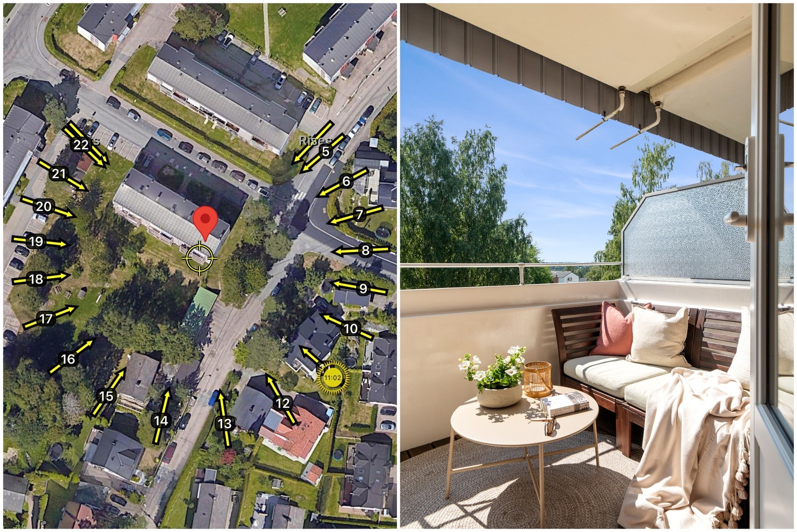Den sydvestvendte beliggenheten sørger for meget gode solforhold på balkongen. Galleribilde