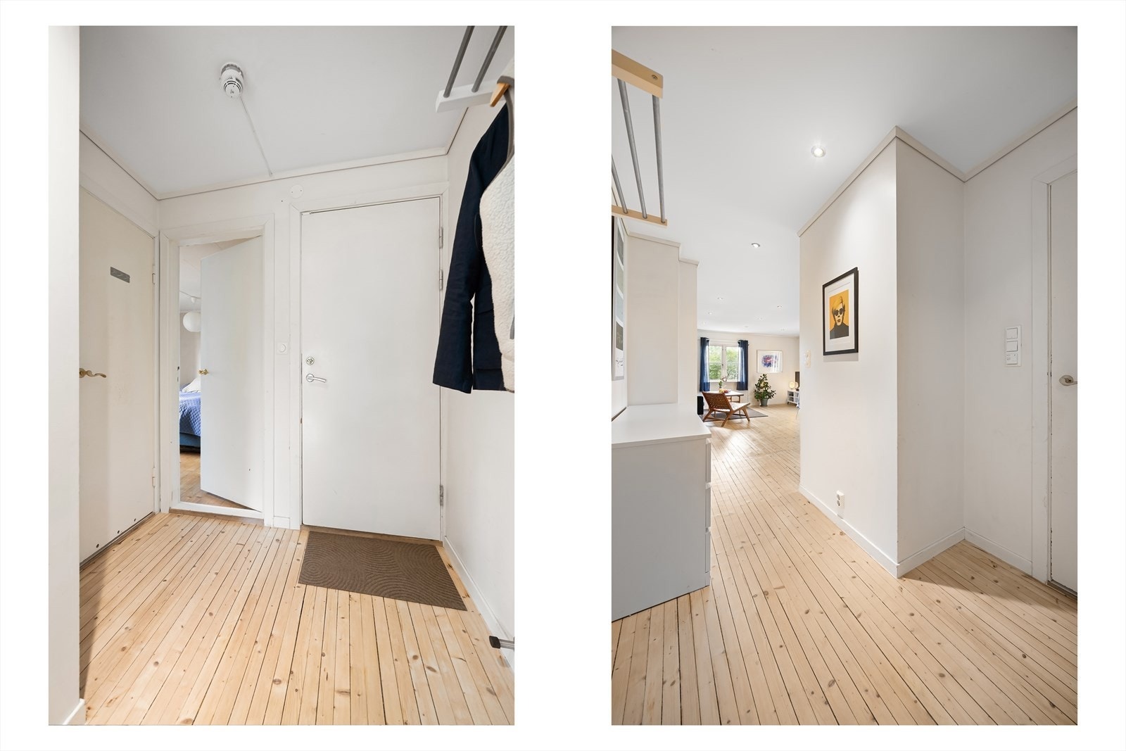 Velkommen inn! Det er et nyslipt og lakkert originalt tregulv i alle rom, foruten bad og soverom. Galleribilde
