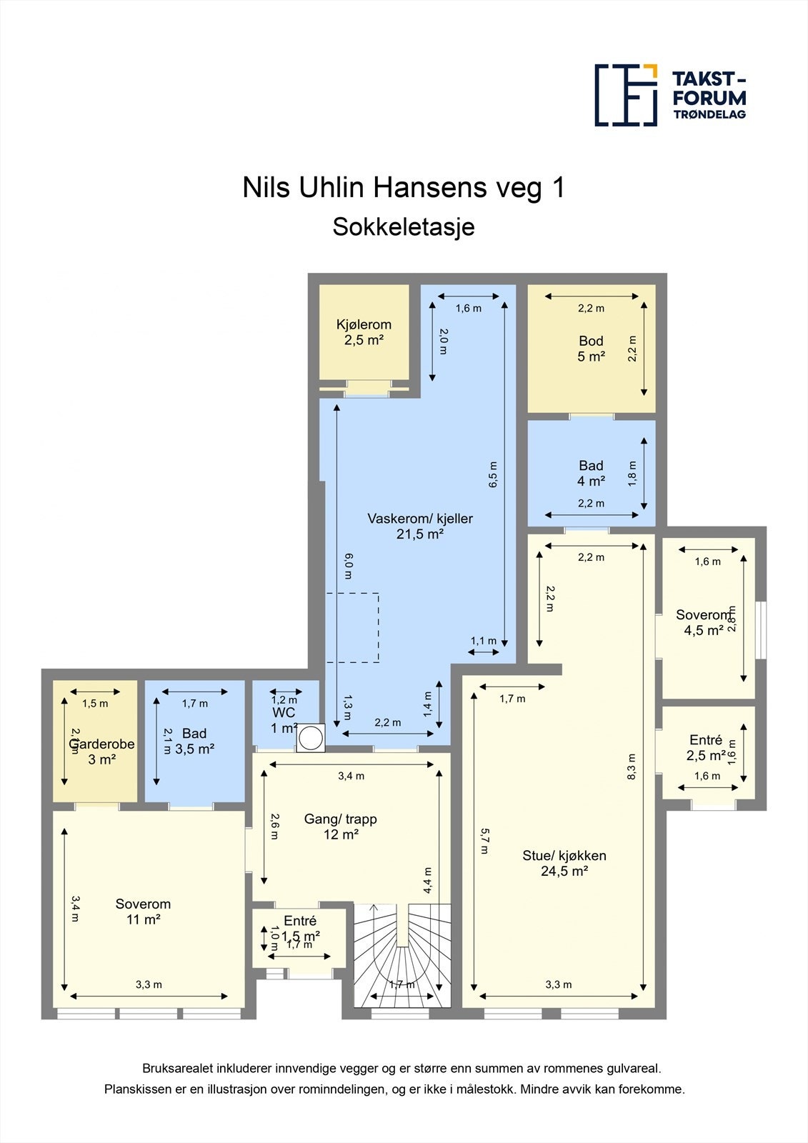 Plantegning sokkeletasje. Galleribilde