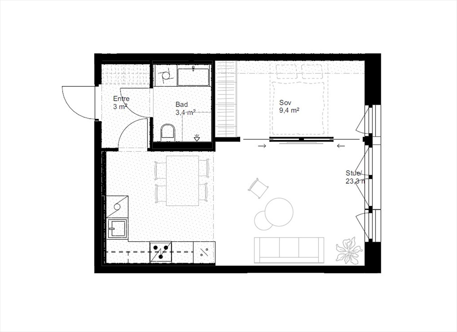 Plantegning. Det medfølger også en kjellerbod på ca. 2,5 m². Galleribilde