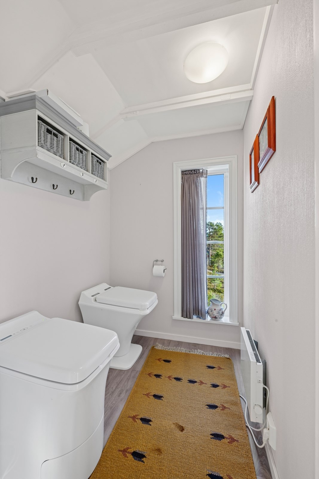 Toalettrom i uthus med Cinderella og urinal fra 2023. Galleribilde