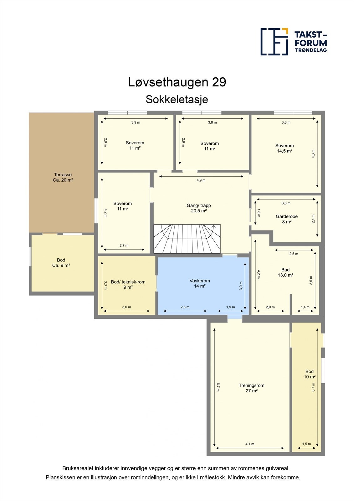 Planskisse sokkeletasje. Galleribilde