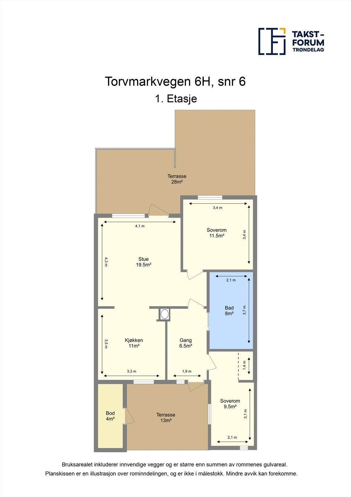 Planskisse målsatt av takstmann Galleribilde