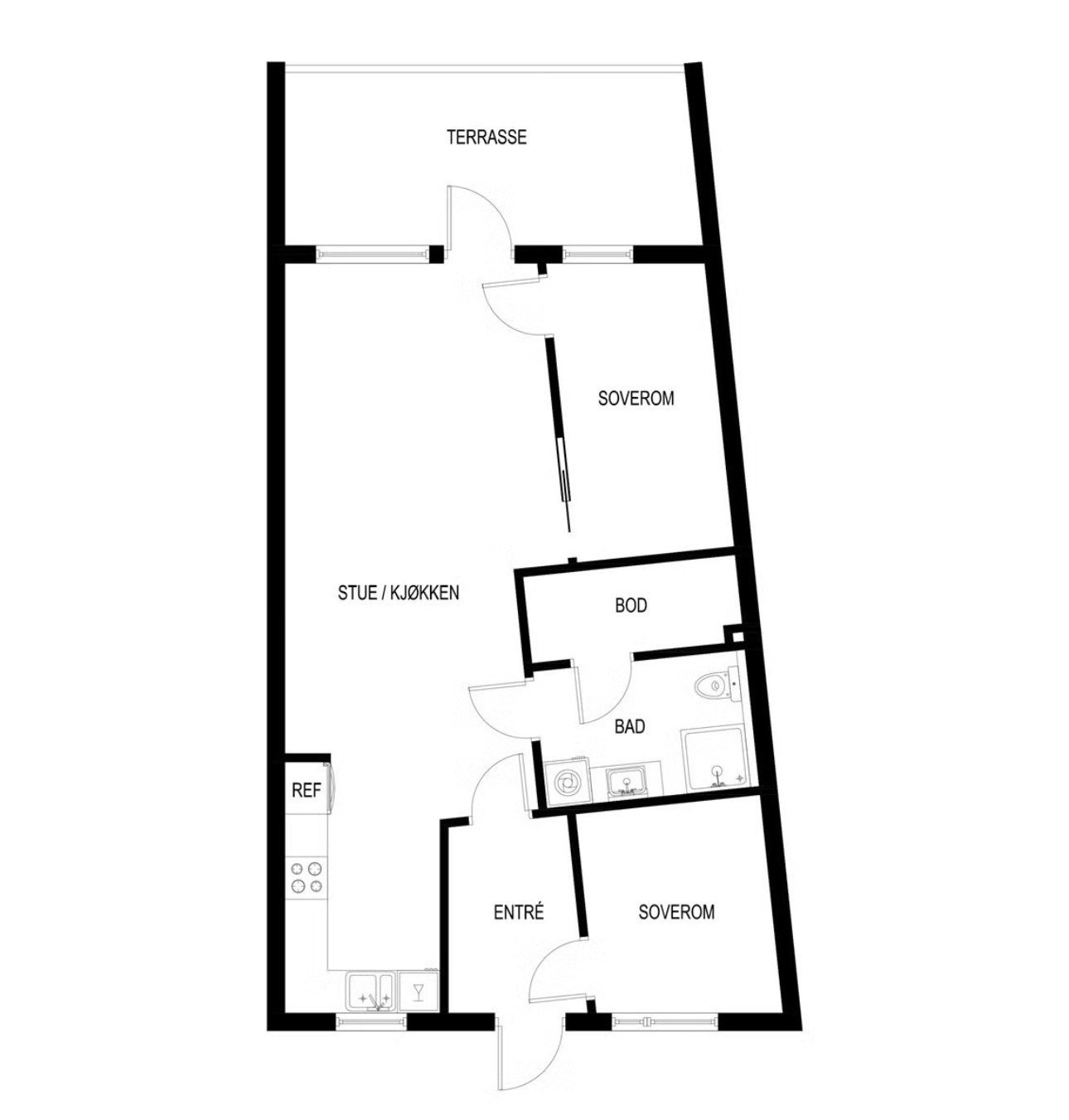 Oversiktsbilde av leiligheten. Galleribilde