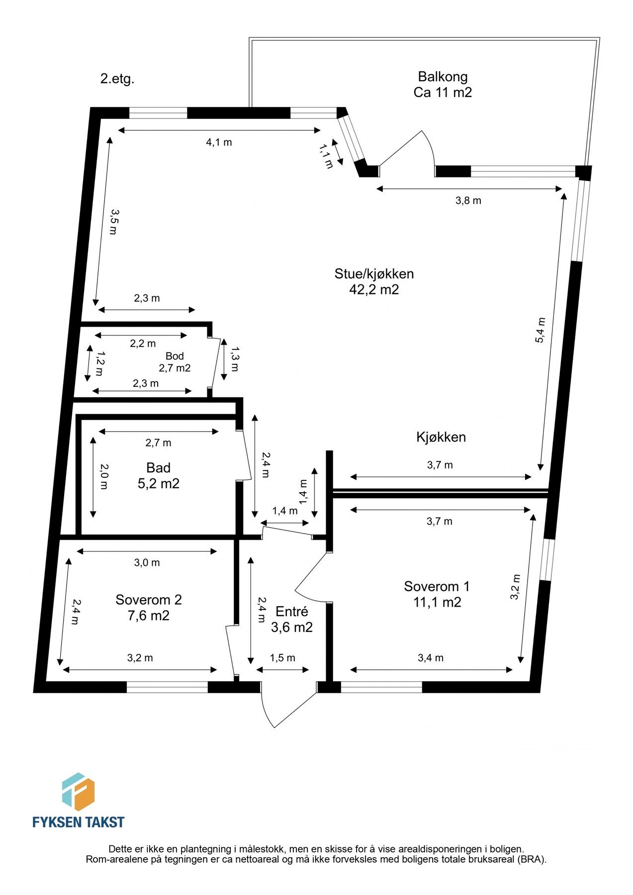 Målsatt planskisse. Galleribilde