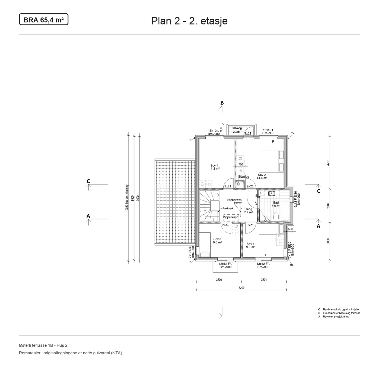 Plantegning 2. etasje - BRA-i 65,4 m² Galleribilde