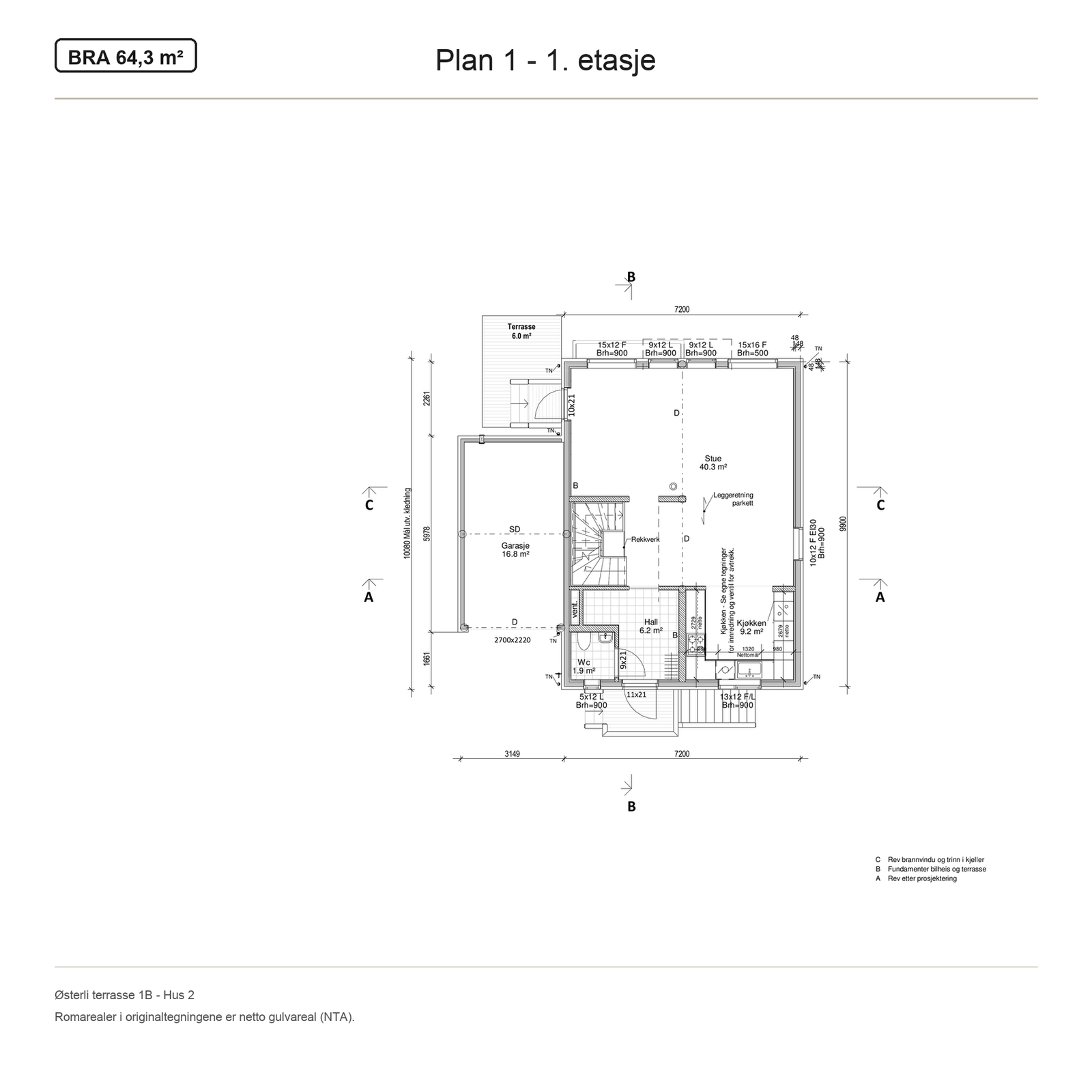 Plantegning 1. etasje - BRA-i 64,3 m² Galleribilde
