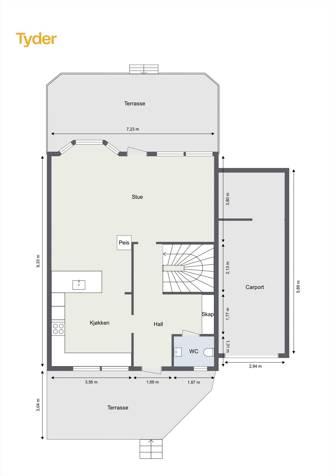 Plantegning, 1. etasje. Galleribilde