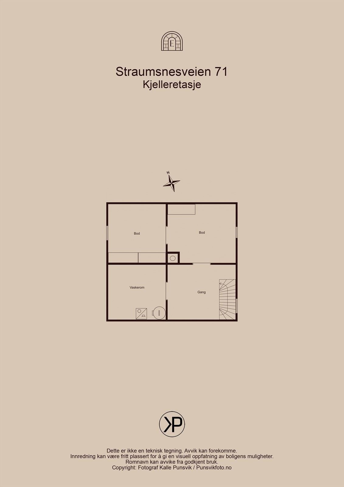 Kjelleren består av gang og tre boder. Galleribilde