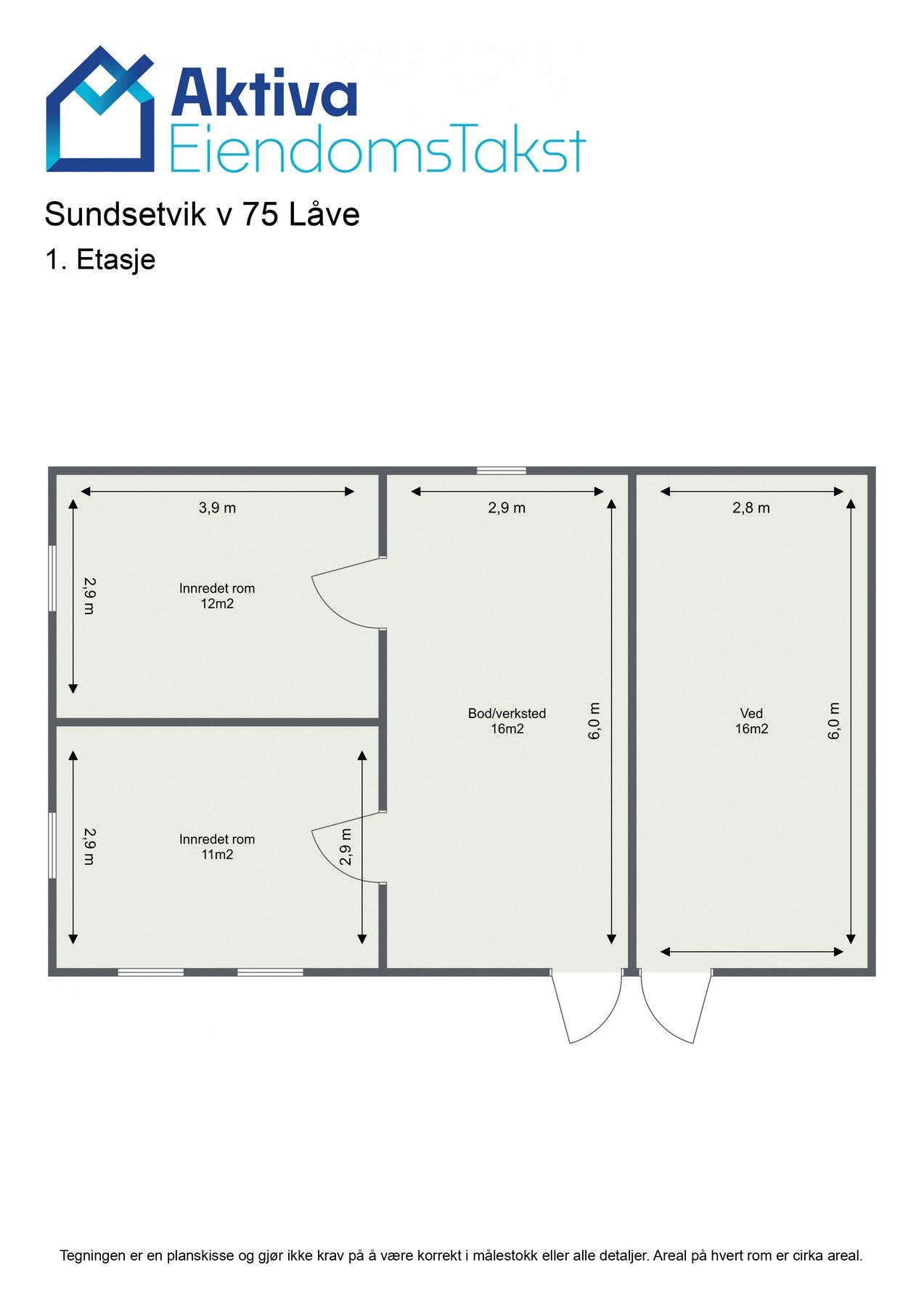 Planskisse uthus hovedetasje Galleribilde