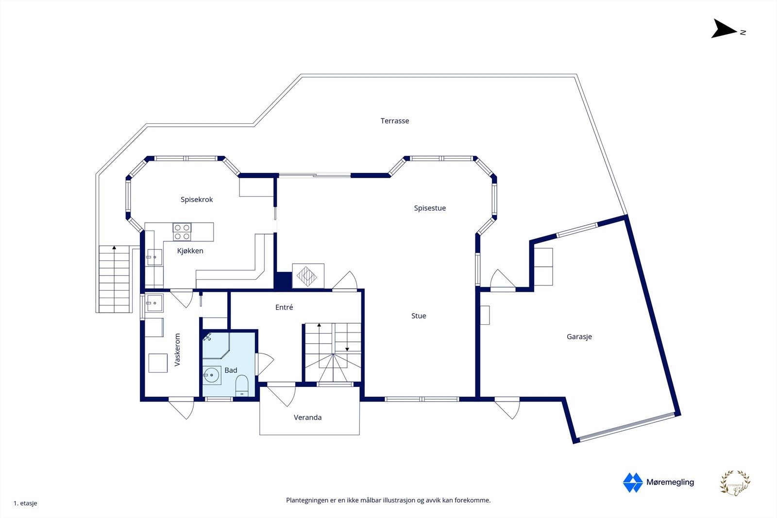 Plantegning 1. etasje Galleribilde