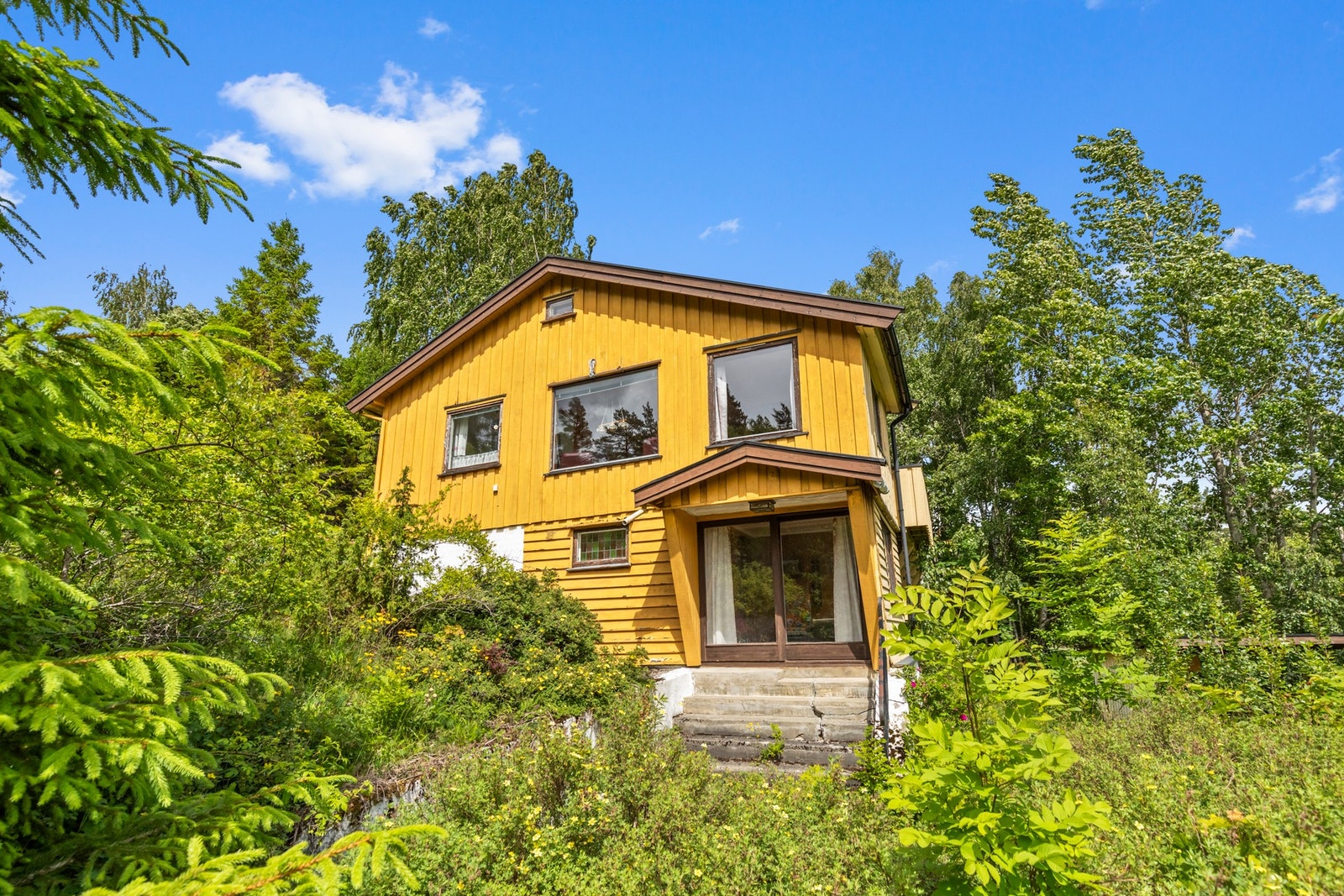 Hus sett nedenfra hage Galleribilde