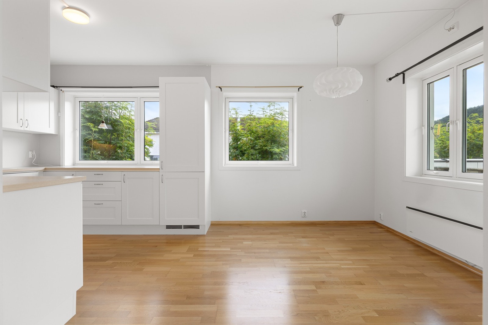 Det er parkett på gulv. Galleribilde