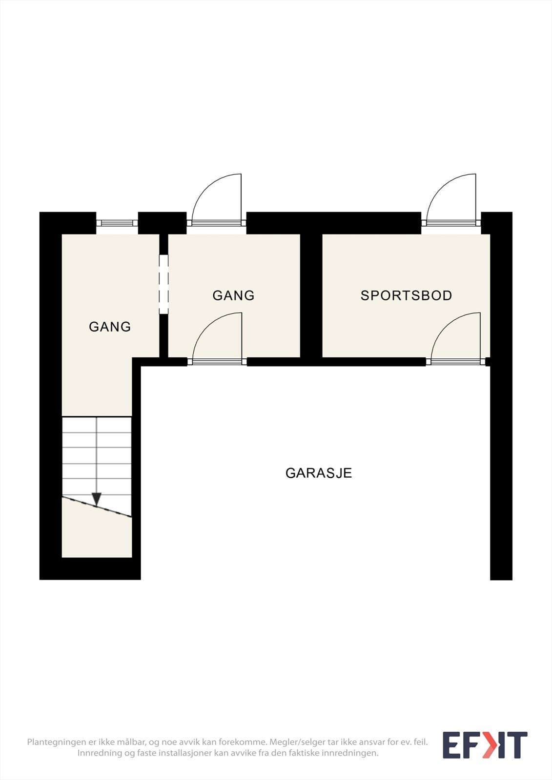 Planløsning 1. etasje. - Dobbel garasjeplass og inngang/bi-inngang. Galleribilde