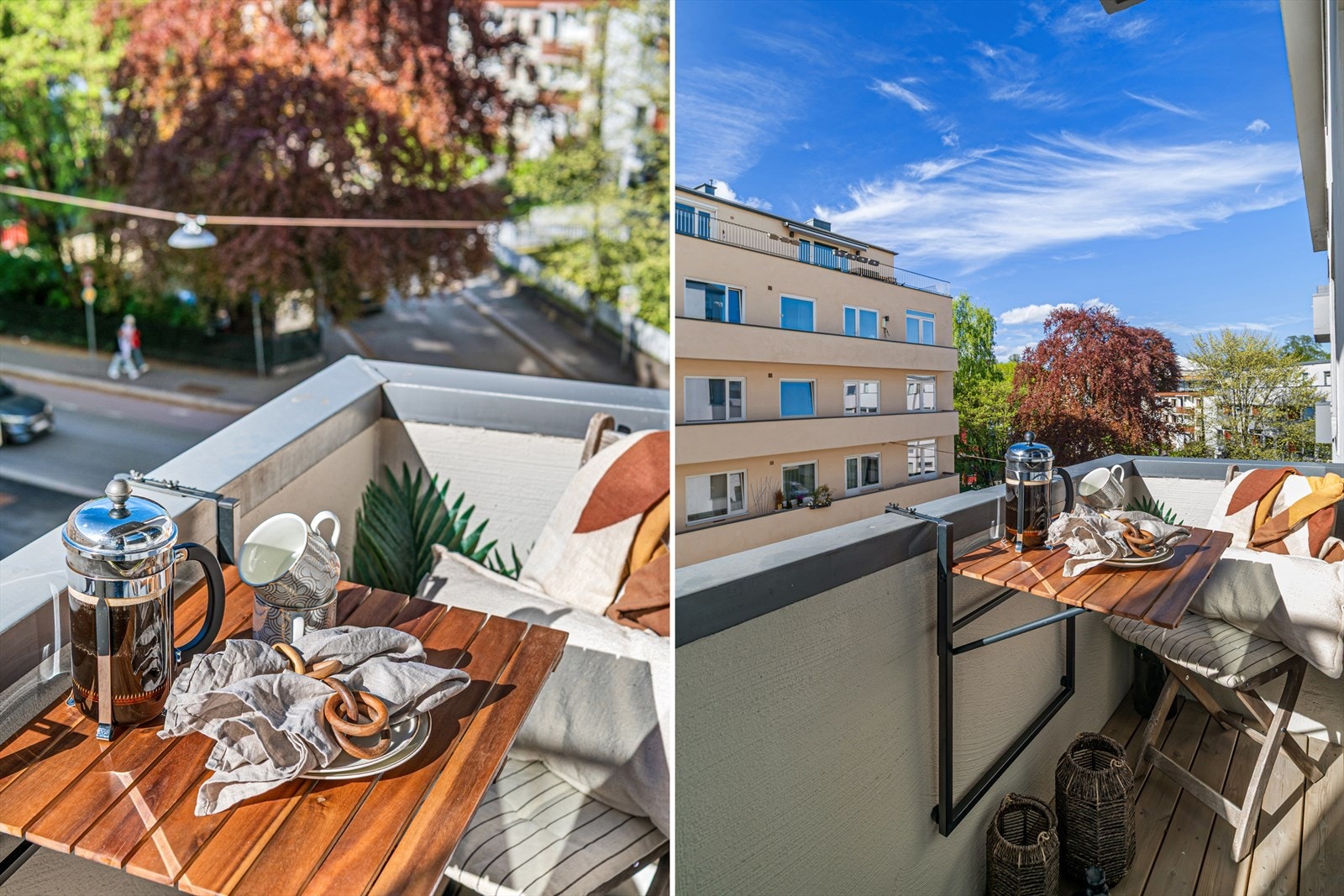 Den er akkurat stor nok for at 2 personer kan spise middag i kveldssola Galleribilde