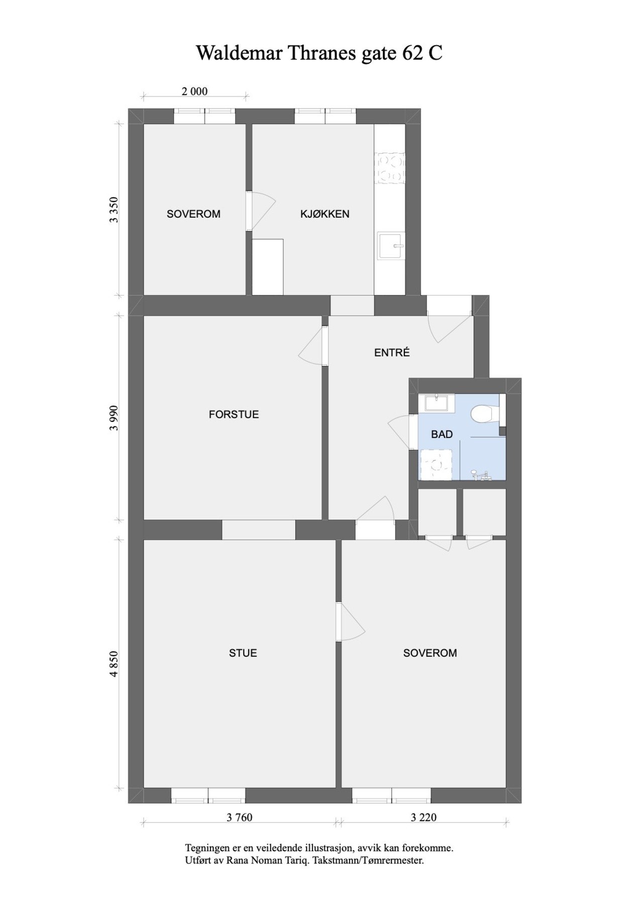 Leilighetens planløsning. Galleribilde