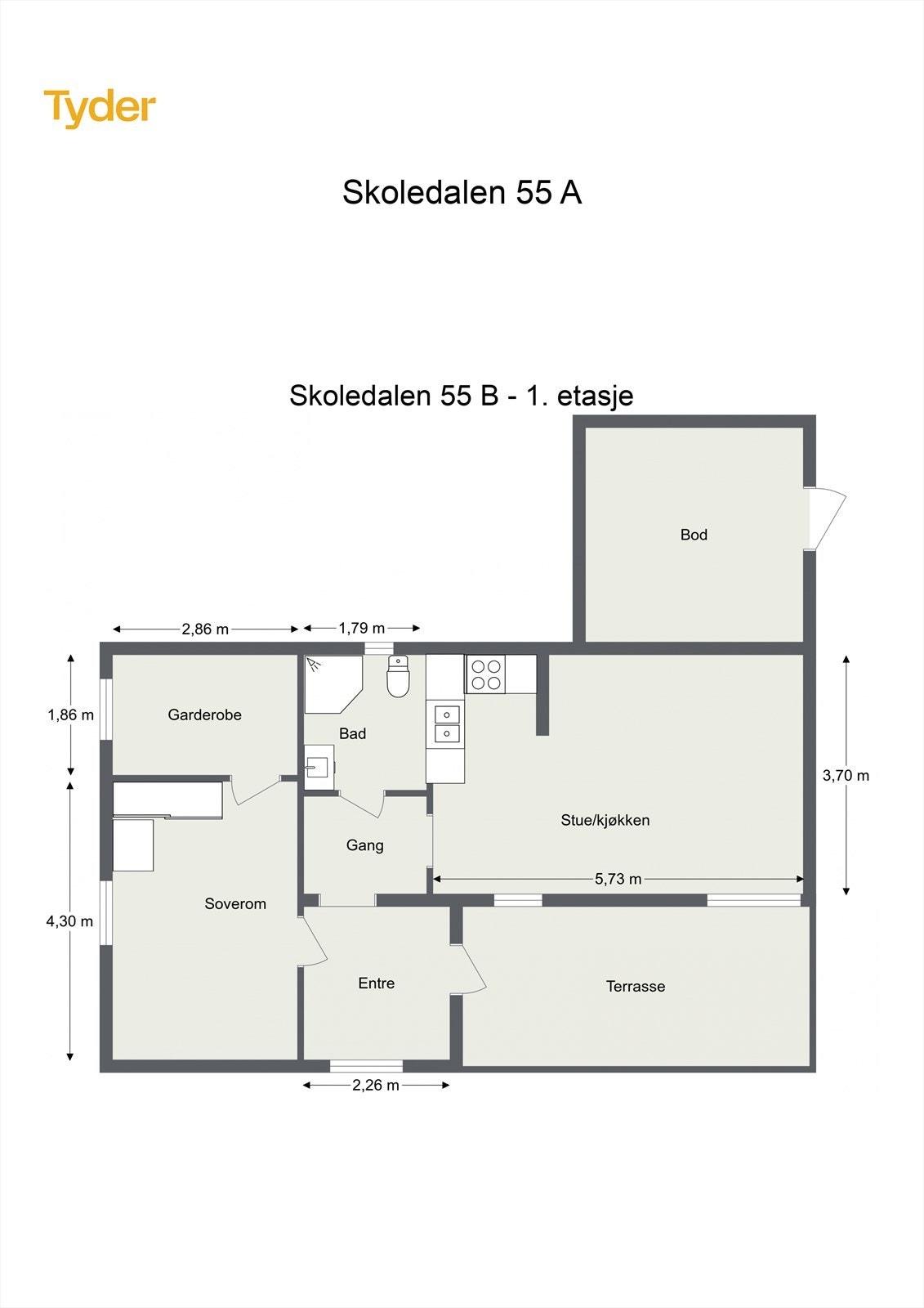 Planskisse, i tillegg medfølger ekstern bod på eiendommen. Galleribilde
