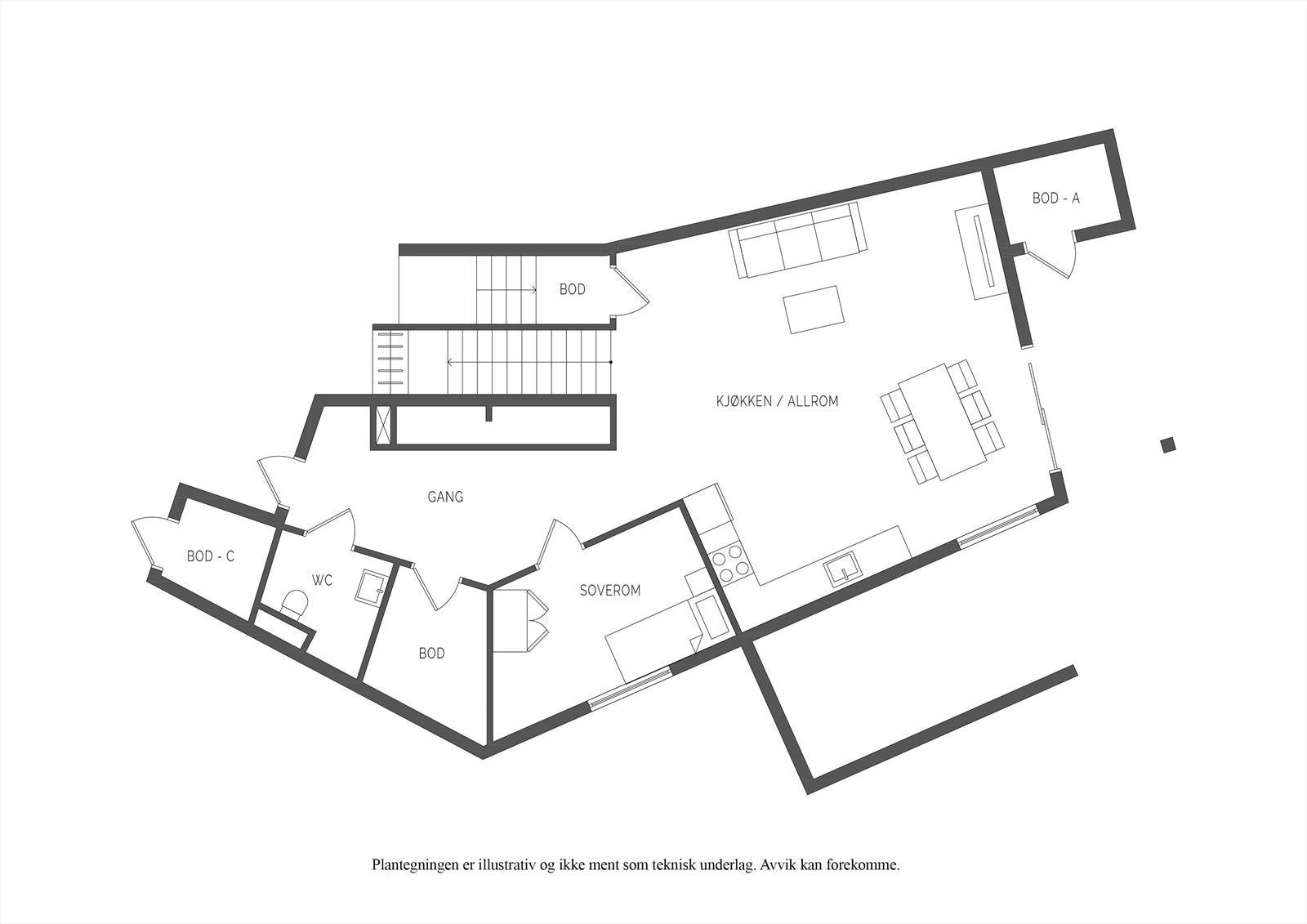Plantegning 1. etasje Galleribilde
