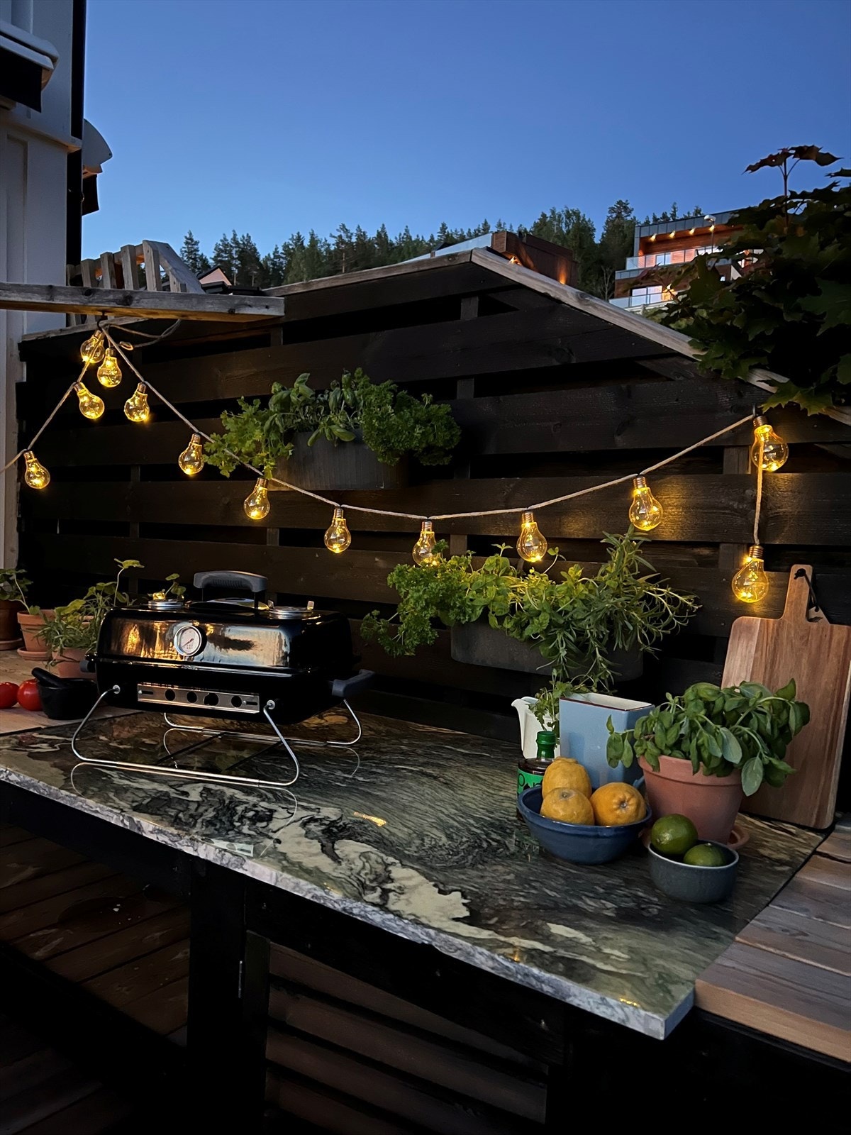 Lun kveldsstemning på terrassen. Galleribilde