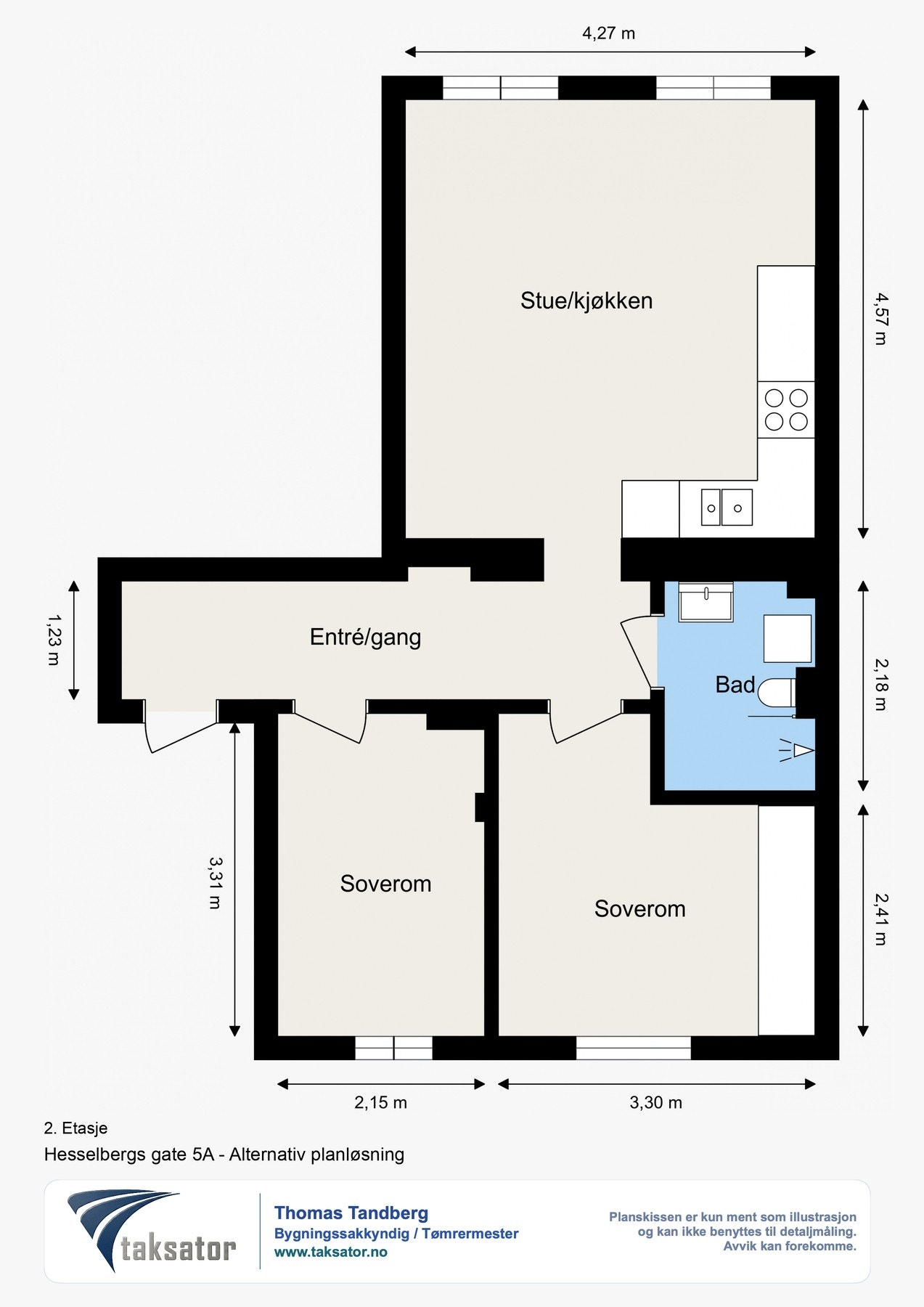 Alternativ planløsning som 3-roms. Galleribilde
